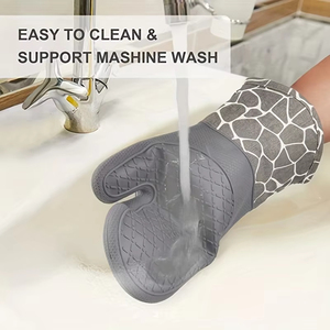 Maniques de four en silicone résistantes à la chaleur pour la cuisine, avec doublure en coton doux - Product Image 5