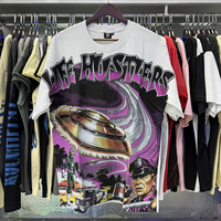 Kaos Oblong Life Hustlers Motif Piring Terbang dengan Tulisan Berhias Rhinestone Pink Hotfix dan Desain 'No Days Off' di Bagian Belakang