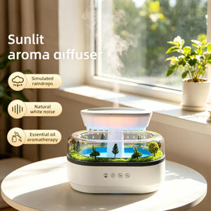 <span class=keywords><strong>Diffuseur</strong></span> d'huiles essentielles à brume fraîche en forme de goutte de pluie 250ML, humidificateur nuage et machine à bruit blanc avec 10 sons de la nature - Product Image 2