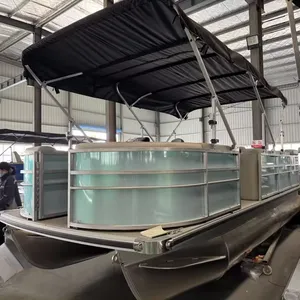 25ft 7.5m Luxury Sunbed Floating Cruising Tritoon Pontoon Boat For Sale