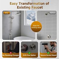 Ensemble de douche thermostatique de luxe contemporain en acier, avec fonction pluie et massage, finition brossée, jet doux, pour appartement