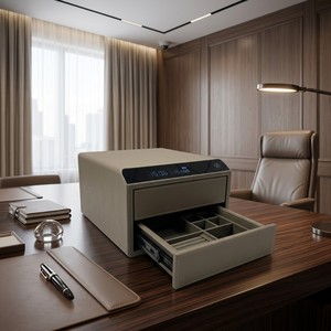Coffre-fort à bijoux en cuir de luxe JB-safe <span class=keywords><strong>avec</strong></span> serrure <span class=keywords><strong>électronique</strong></span> à empreinte digitale pour un stockage sécurisé antivol des bagues, colliers et objets de valeur - Product Image 5
