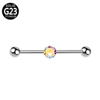 Piercing d'oreille en alliage de titane, style international, tendance personnalisée, avec zircon, à tige longue et droite, pour l'os de l'oreille, mode luxe léger