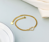 Bracelet chaîne cœur perle pour femme en laiton plaqué or 18 carats, bijoux de plage estivaux, style minimaliste Instagram, en stock