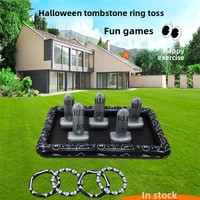 Seau à glace gonflable en PVC, jeu de lancer d'anneaux d'Halloween en forme de pierre tombale, refroidisseur de boissons pour fête, bar à glace 145x85cm