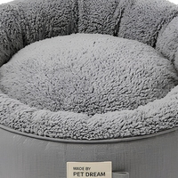 Coussin rond pour animaux de compagnie en lin Sherpa, pour chien et chat, taille M (50 x 50 cm), lavable, pour usage intérieur