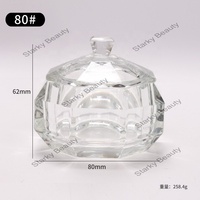 Pot en verre professionnel pour embellissement des ongles, avec couvercle en cristal en forme de cœur, pour mélanger poudres acryliques et liquides, usage en salon