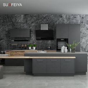 Sortie d'usine Armoire de cuisine complète moderne à emballage plat en HPL gris mat Conception - Product Image 1