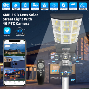 Hongglobal 6MP 3K 3 ống kính 4G không dây năng lượng mặt trời bảng điều khiển mạng <span class=keywords><strong>IP</strong></span> PTZ <span class=keywords><strong>camera</strong></span> surveil ngoài trời an ninh CCTV ánh sáng đường phố 4G năng lượng mặt trời máy ảnh - Product Image 2