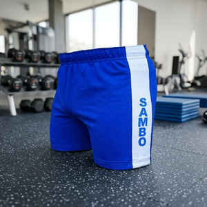 Pantalones Cortos Azules de Sambo para Hombre con Raya Blanca, Ropa de Lucha que Absorbe la Humedad, Corte Regular, Talla Adulto - Product Image 3