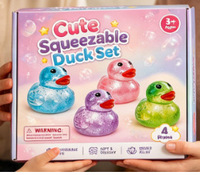 Lot de Boîtes Mystères de Canards en Caoutchouc Souple Scintillants Anti-Stress, Jouets Sensoriels à Rebond Lent pour la Relaxation, Cadeau Direct Usine