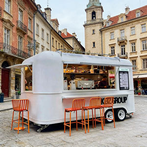 Chariot mobile blanc à 4 roues en acier inoxydable avec tabourets de bar d'extérieur pour la vente de glaces et de restauration rapide dans les zones piétonnes urbaines - Product Image 5