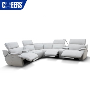 Bộ ghế <span class=keywords><strong>sofa</strong></span> hiện đại 5 chỗ ngồi MANWAH CHEERS, chất liệu da trắng cao cấp, có chức năng ngả lưng điện và sạc không dây. - Product Image 4