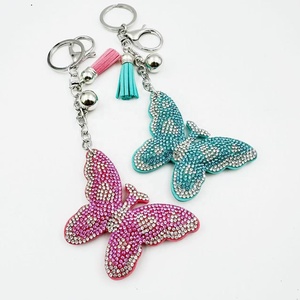 Bright Rhinestone Butterfly Keychain Alloy <b>Purse</b> Charms With Tassel Pendant Women Bag Accessories Bling <b>Key</b> Chain - Product Image 1