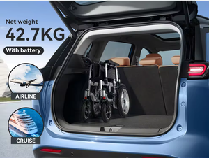 Sedia a rotelle elettrica alta per adulti con schienale alto e borsa laterale a mano e sedia a rotelle in acciaio pieghevole a doppio freno - Product Image 6