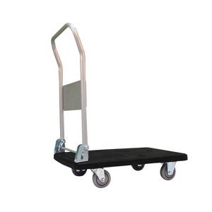 Vente d'usine 300 kg Chariot à plateforme en plastique avec roulettes élastiques durables, poignée pliable, chariot à plateforme, chariot à main - Product Image 3