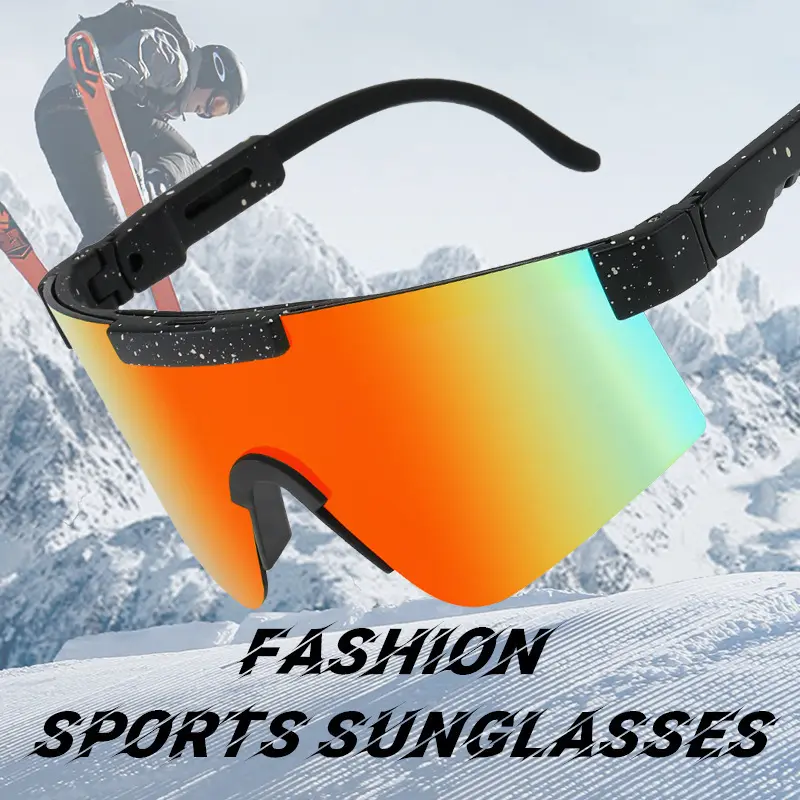 Fashion Outdoor Riding Sunglasses Large Frame Colorful TR Electroplated True Film Integrated Portable Sports Sunglasses