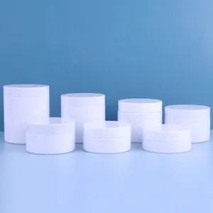 50ml 80ml 100ml 120ml 150ml 200ml 250ml Cosmetic Packaging white container and white lids Plastic cream pet Jar