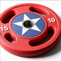 Plaques de musculation Captain America à motif étoile, revêtement PU/uréthane, noyau en fonte, acier durable et antidérapant