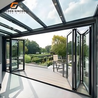 Portes patio pliantes en aluminium GS en promotion avec double vitrage et moustiquaire en acier inoxydable – Porte extérieure pliante