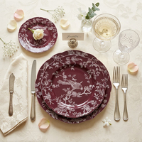 Service de vaisselle en porcelaine de luxe français, motif oiseaux et fleurs, pour banquets de mariage et vente au détail