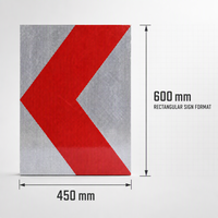 Panneau de signalisation routière en aluminium haute visibilité avec flèche rouge, panneau de signalisation routière réfléchissant en chevron, panneau d'avertissement de circulation routière
