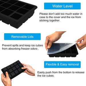 Non-stick 15 cavità in <span class=keywords><strong>Silicone</strong></span> cubetto di ghiaccio vassoio BPA Free personalizzato perfetto <span class=keywords><strong>Silicone</strong></span> cubetto di ghiaccio con coperchio - Product Image 5