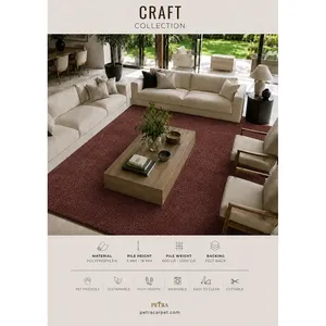 พรมปูพื้นโพลีโพรพิลีน Petra Craft รุ่น 50060 สีชมพูเข้ม ความหนา 9-18 มม. ซักเครื่องได้ ปลอดภัยสำหรับสัตว์เลี้ยง ด้านหลังเป็นผ้าสักหลาด ตัดแต่งได้ เหมาะสำหรับห้องนั่งเล่น - Product Image 3