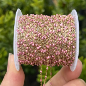 Catena a maglie piatte in acciaio inossidabile con perline a sfera satellitari smaltate glitterate personalizzate, sottili da 1,2 mm, alla moda, all'ingrosso - Product Image 3