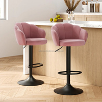 Barhocker mit Samt rücken, rosa Barhocker mit Samt rücken und Rückenlehne, Hochstuhl mit hoher Rückenlehne