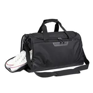 Kustom Logo tas olahraga tas punggung nilon Gym Travel Duffel dengan sepatu basah tahan air kain oxford tas fitness basket