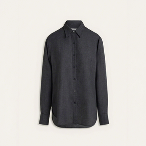 Camisa de Manga Larga Minimalista para Mujer, con Botones, Color Sólido, Antiarrugas, Corte Regular, 100% Algodón Tejido - Product Image 1