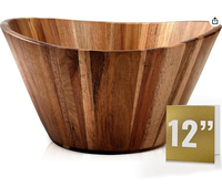 Grand saladier en bois - Acacia 12 pouces - Bols en bois multi-usages - Bols décoratifs pour la décoration de la maison