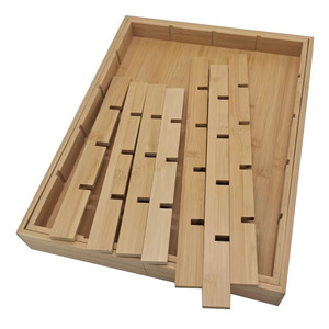 器具ホルダー調節可能なカトラリー銀器竹拡張可能な引き出しオーガナイザートレイウッド引き出しディバイダーオーガナイザー - Product Image 2