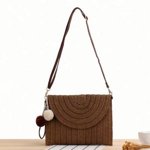 Summer Women Handmade National Water Resistant Portable Paper Bag with USB Seaside Vacation Beach Crossbody Single Shoulder Bag - Product Image 3