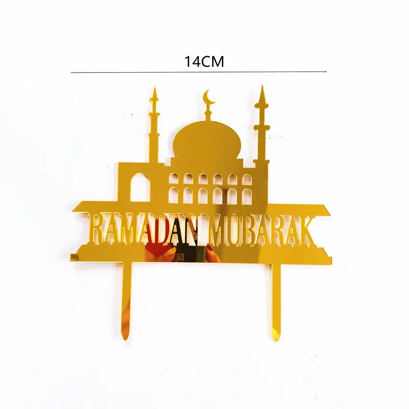 EID MUBARAK Cupcake Toppers RAMADAN topper Round Happy Birthday acrilico argento oro accessorio per torta articolo