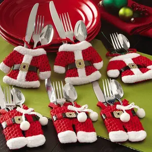 サンタクロースクロスツリーペンダントクリスマスツリーハンギングオーナメント食器ホルダーナイフフォークカトラリーセットクリスマス用