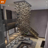 Lustre suspendu moderne à plafond haut, grand modèle ovale en verre acrylique, LED à économie d'énergie, intensité variable, style européen, pour maison et villa