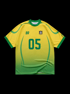 Maillot de football brésilien pour homme, coupe classique, avec logo personnalisé, 100 % polyester, impression par sublimation, écologique, séchage rapide, couleur unie - Product Image 3