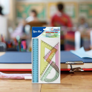 Regla recta de plástico de alta calidad, juego de reglas promocionales para uso escolar infantil, 4 unids/set - Product Image 2