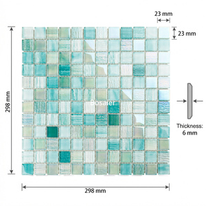 Mosaicos de Vidrio Iridiscente <span class=keywords><strong>Verde</strong></span> <span class=keywords><strong>Agua</strong></span> de Lujo, Hechos a Mano, Modernos y Ecológicos, para Piscinas, Resorts Tropicales, Cocinas y <span class=keywords><strong>Baños</strong></span> - Product Image 4