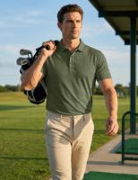 Kaos Polo Golf Pria Klasik 3 Kancing Lengan Pendek Kerah Bergaris Desain Belahan Samping Bahan Bernapas Pakaian Olahraga Luar Ruangan Custom OEM