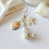 Pendentif en forme de coquille de perle de baleine, porte-clés perlé, breloque de sac tendance