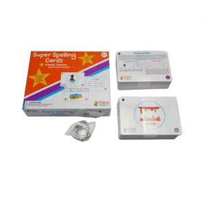 Mighty Readers Super Spelling Cards Vowel Teams Educational Flash Card Game for Kids Age 6+ with Erasable <b>Marker</b> Ring - Product Image 1