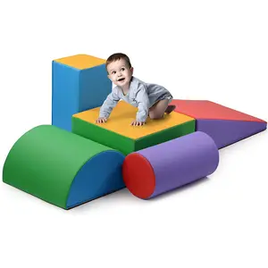 Conjunto de atividades de escalada e engatinhar, escalada, leve, formato de espuma, brinquedo para crianças, 5 peças, blocos de escalada de zona macia