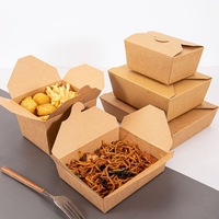 Récipient de nourriture à emporter Boîte à nourriture en papier kraft brun Boîte à lunch en carton jetable résistante à la graisse pour la restauration