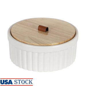 Cylindre en céramique Activités religieuses Conteneur décoratif Couvercle en bois Poignée en similicuir Fait à la main Écologique Marque HANFORD - Product Image 1