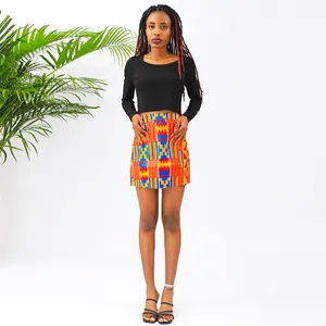 时尚新设计肯特印花女式Midi裙安卡拉非洲蜡印迷你裙女式