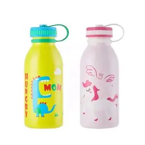 Çocuklar için su şişesi kullanımlık spor Flask Tumbler Toddlers erkek çocuk pipetli bardak kapak yalıtımlı paslanmaz çelik