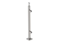 Poteau d'extrémité carré moderne en acier inoxydable à montage latéral pour escalier extérieur et balcon avec pince à verre et support de rampe